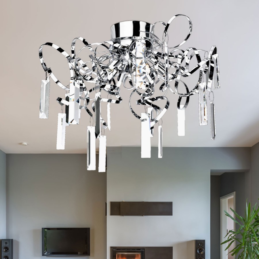 Ceiling lamp glass curtain ceiling lamp living room lamp chrome