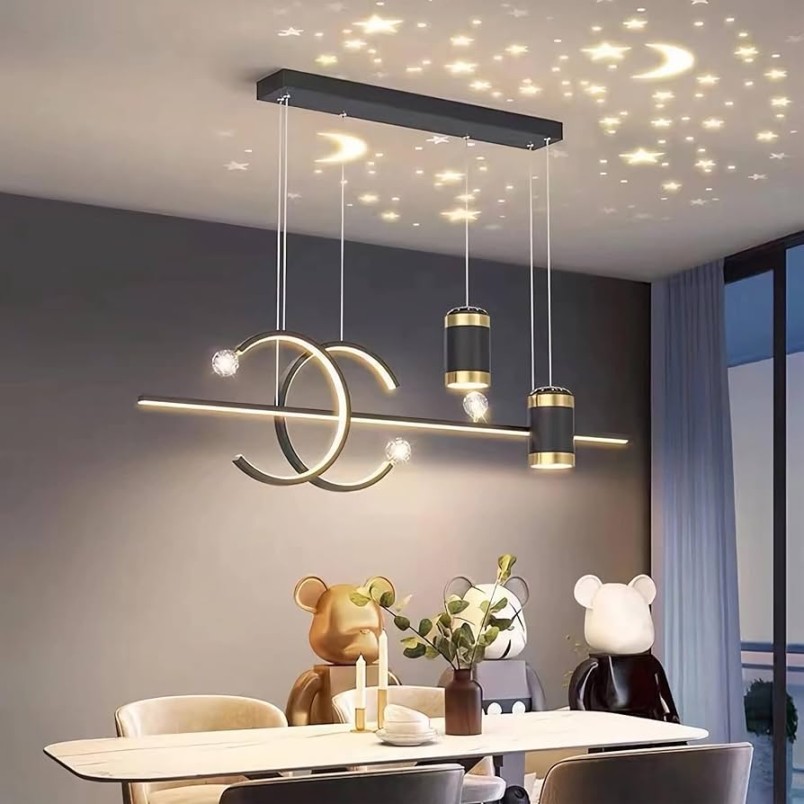 Esszimmerlampe LED Esstisch Lampe Moderne LED Pendelleuchte Dimmbar mit  Fernbedienung Hängeleuchte Esszimmer Höhenverstellbar Kronleuchter für