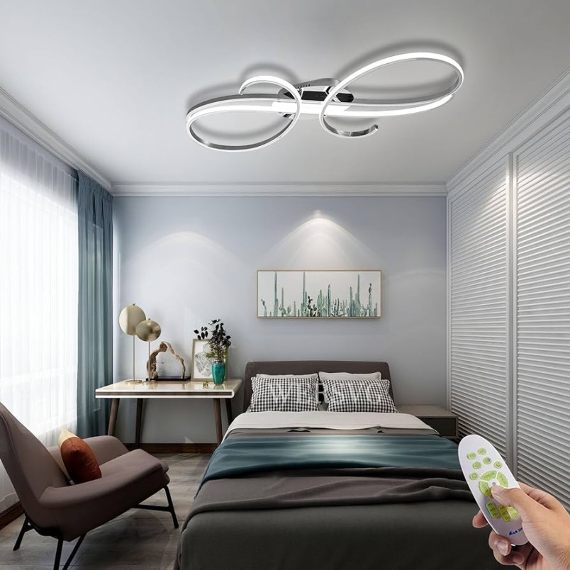 WERSVG Modern LED Lampe Deckenlampe Silber Wohnzimmer lamp Lcm Kreatives  flurlampe decke W Deckenleuchte Lichtfarbe und Helligkeit Einstellbar